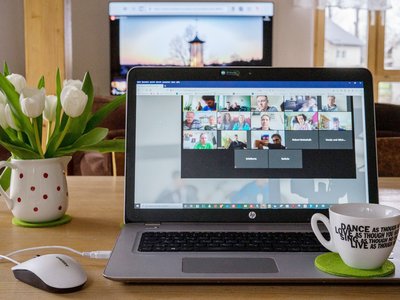 Fortbildung zum Citizen Science Award Am Bildschirm eines Laptops sieht man die Teilnehmenden einer Online-Konferenz
